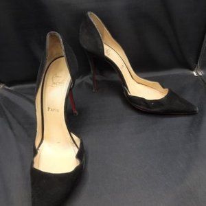 Christian Louboutin black suede D'Orsay Heels 40